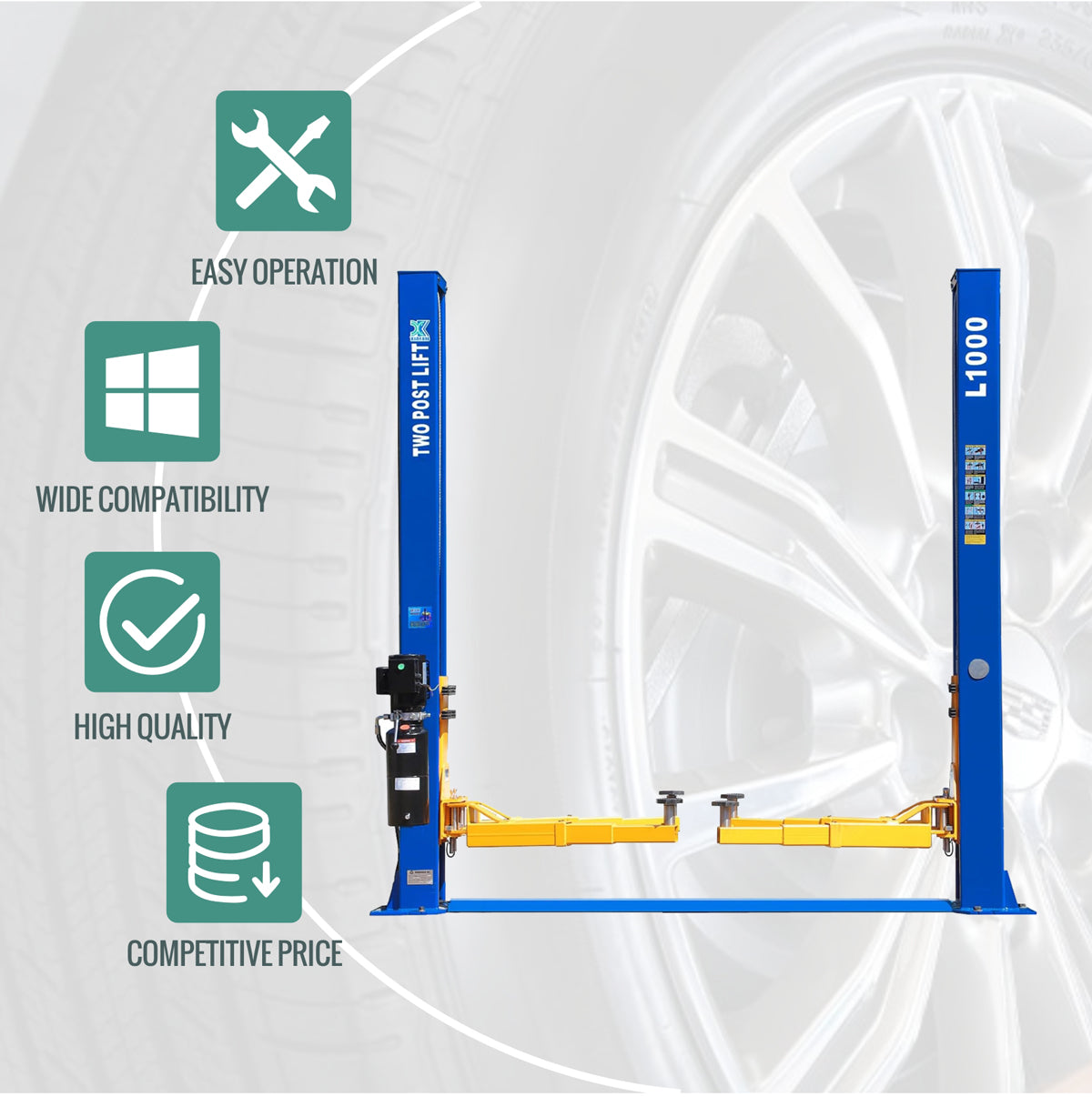 XK L1000 2 Post Auto Lift Car Lift Auto Truck Hoist Heavy Duty 10,000 LBS 220V or 110V