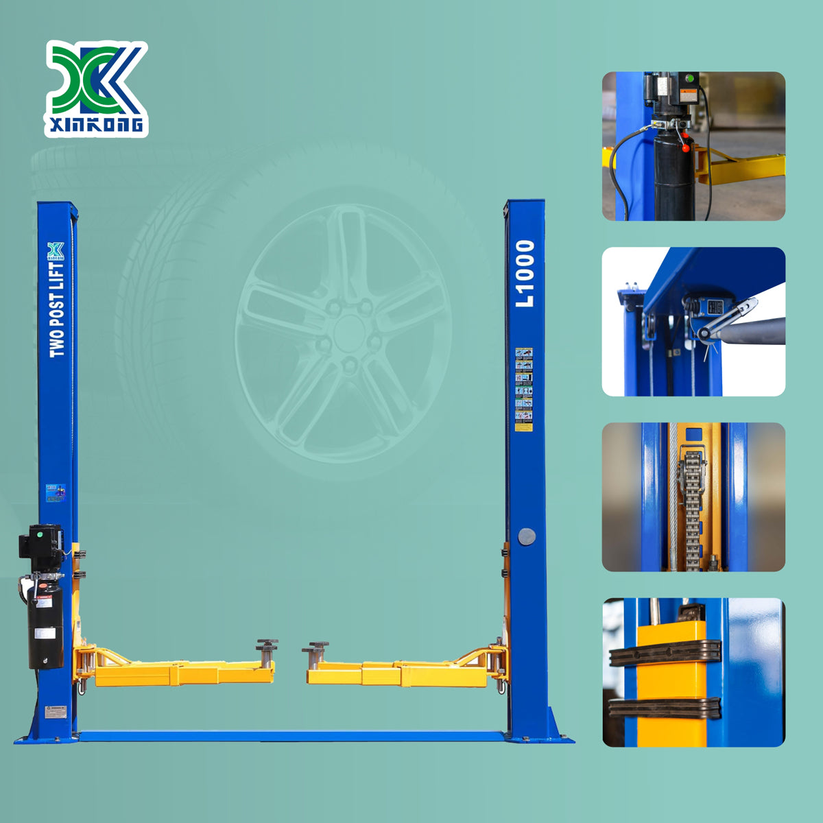 XK L1000 2 Post Auto Lift Car Lift Auto Truck Hoist Heavy Duty 10,000 LBS 220V or 110V