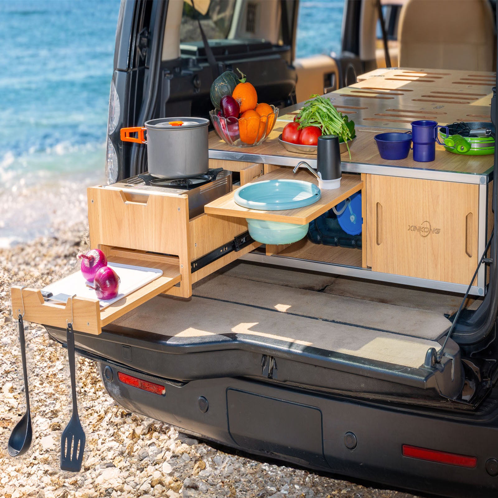 box camping XK Overland Kitchen Box WD1090 All-in-One Camping with Cooking, Sleepi – XinKong Auto Equipment Pros