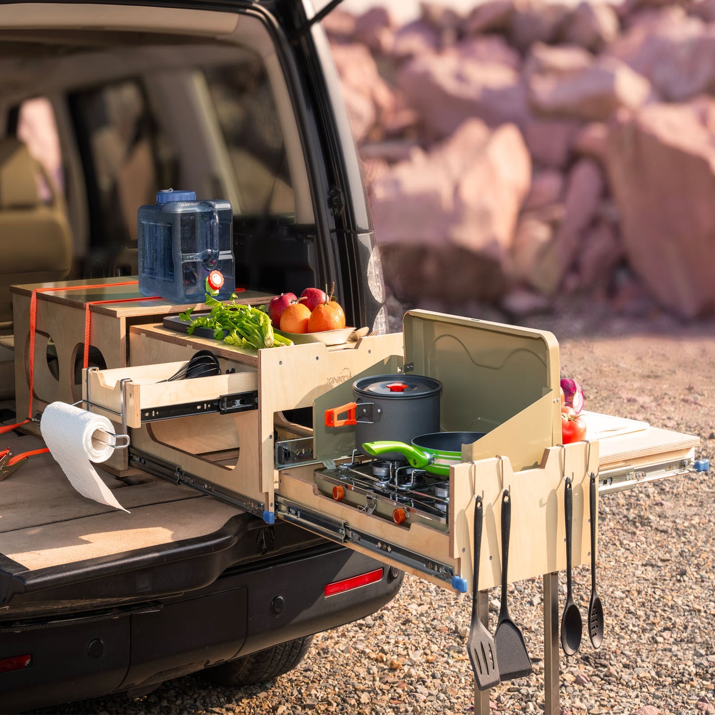 XK Overland Kitchen Box WD711 All-in-One Camping with Washing, Chopping, Cooking