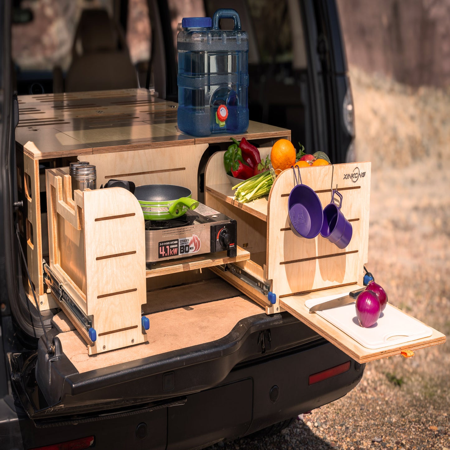 XK Overland Kitchen Box WD1000 All-in-One Camping w. Cooking, Sleeping,Truck Fit