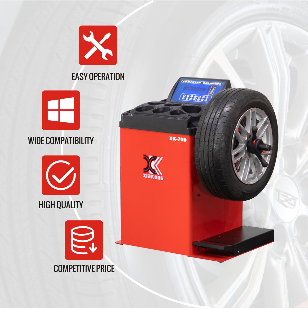 XK 70D Wheel Balancer Tire Balancers Machine Heavy Duty Auto Measurement Tools