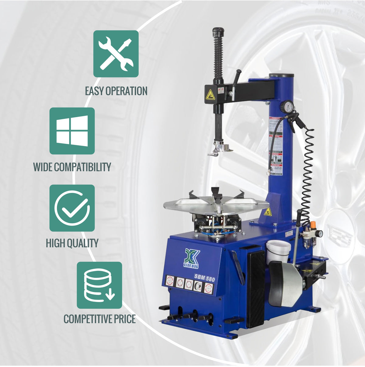 XK 580 Single Auto Tire Changer Wheel Changers Machine w. New Double Foot Pedal