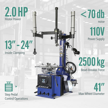 XK 988 Tire Changer Wheel Changer Machine 110V with Auxiliary Arm 12"-24"