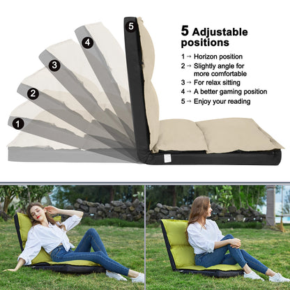 Foldable Camping Floor Lounge Padded Chair Couch For Outdoor Travel