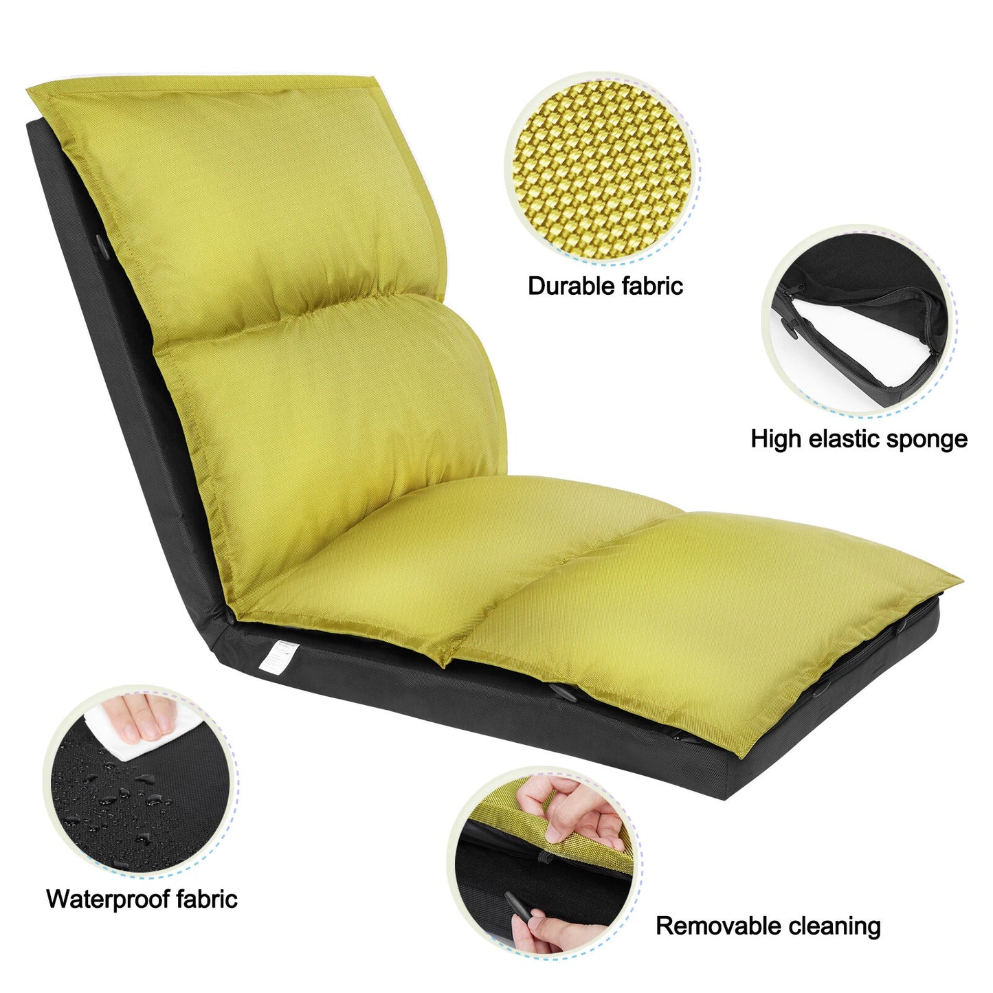Foldable Camping Floor Lounge Padded Chair Couch For Outdoor Travel