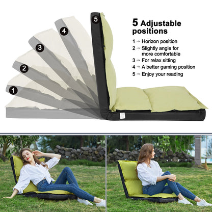 Foldable Camping Floor Lounge Padded Chair Couch For Outdoor Travel