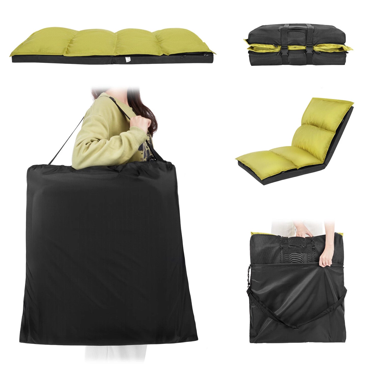 Foldable Camping Floor Lounge Padded Chair Couch For Outdoor Travel
